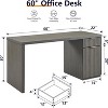 60" Executive Desk, Wood Modern Home Office Desk with Drawer & Cabinet, Fluted Computer Writing Desk for Living Room, Bedroom - 4 of 4