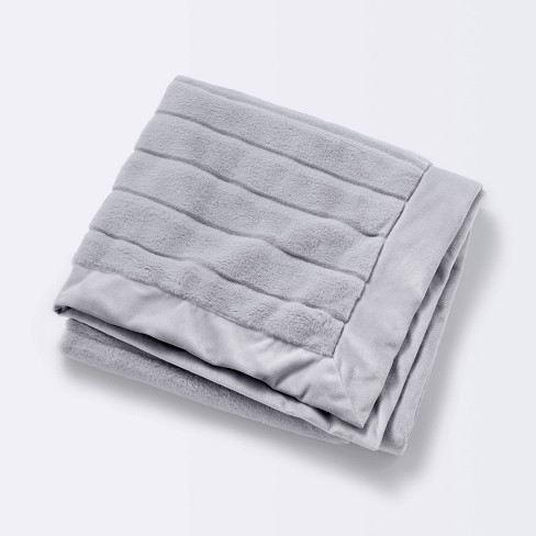 Faux Fur With Channel Carving Baby Blanket - Gray - Cloud Island™ : Target