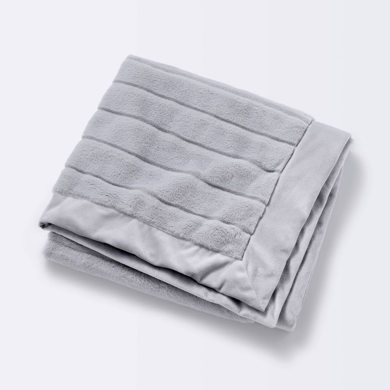 Faux Fur with Channel Carving Baby Blanket - Gray - Cloud Island&#8482;, 1 of 6