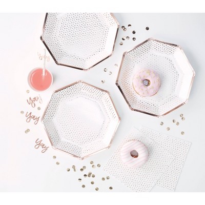 Spotted Disposable Plates Rose Gold