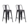 IHOMEADORE 2PCS 24" Black Metal Bar Stools with Bucket Back,Set of 2 - 2 of 4