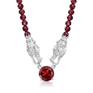 Ross-Simons 3.90 Carat Garnet and 25.00 ct. t.w. Garnet Bead Necklace in Sterling Silver Size 18 - 1 of 3