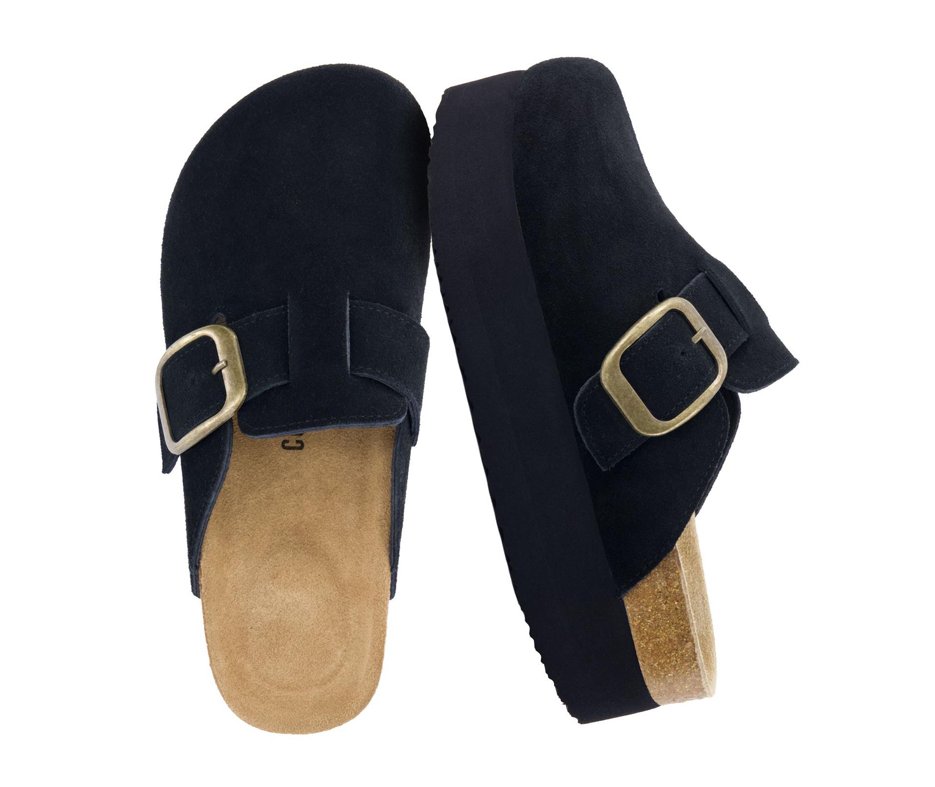 CUSHIONAIRE Women's Granola Genuine Suede Cork Footbed Platform Clog, +Comfort, Wide Widths Available