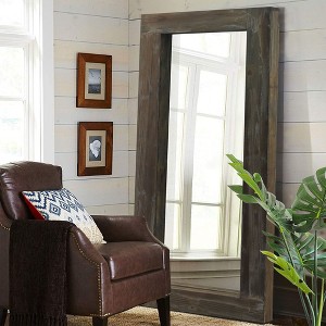 PexFix 31 in. W x 71 in. H Farmhouse Rectangular Solid Wood Framed Full Length Leaning Mirror in Brown - 1 of 4