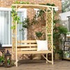 Outsunny Patio Garden Bench Arbor Arch with Pergola and 2 Trellises, 3 Seat Natural Wooden Outdoor Bench for Grape Vines & Climbing Plants - 3 of 4