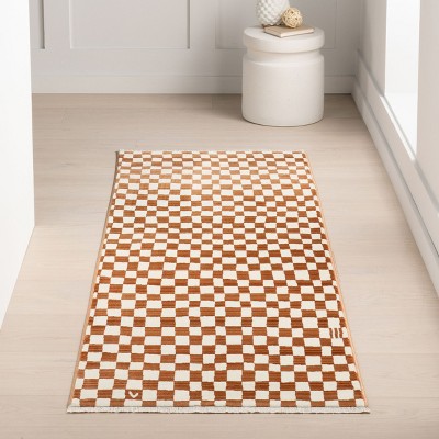 Dominique Orange and White Geometric Synthetic Area Rug