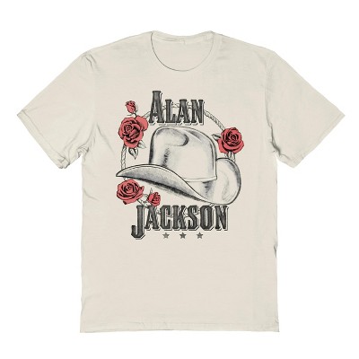 Alan Jackson Men's Hat And Roses 1 Short Sleeve Graphic Cotton T-shirt - Natural S