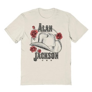 Alan Jackson Men's Hat And Roses 1 Short Sleeve Graphic Cotton T-shirt - Natural S - 1 of 3