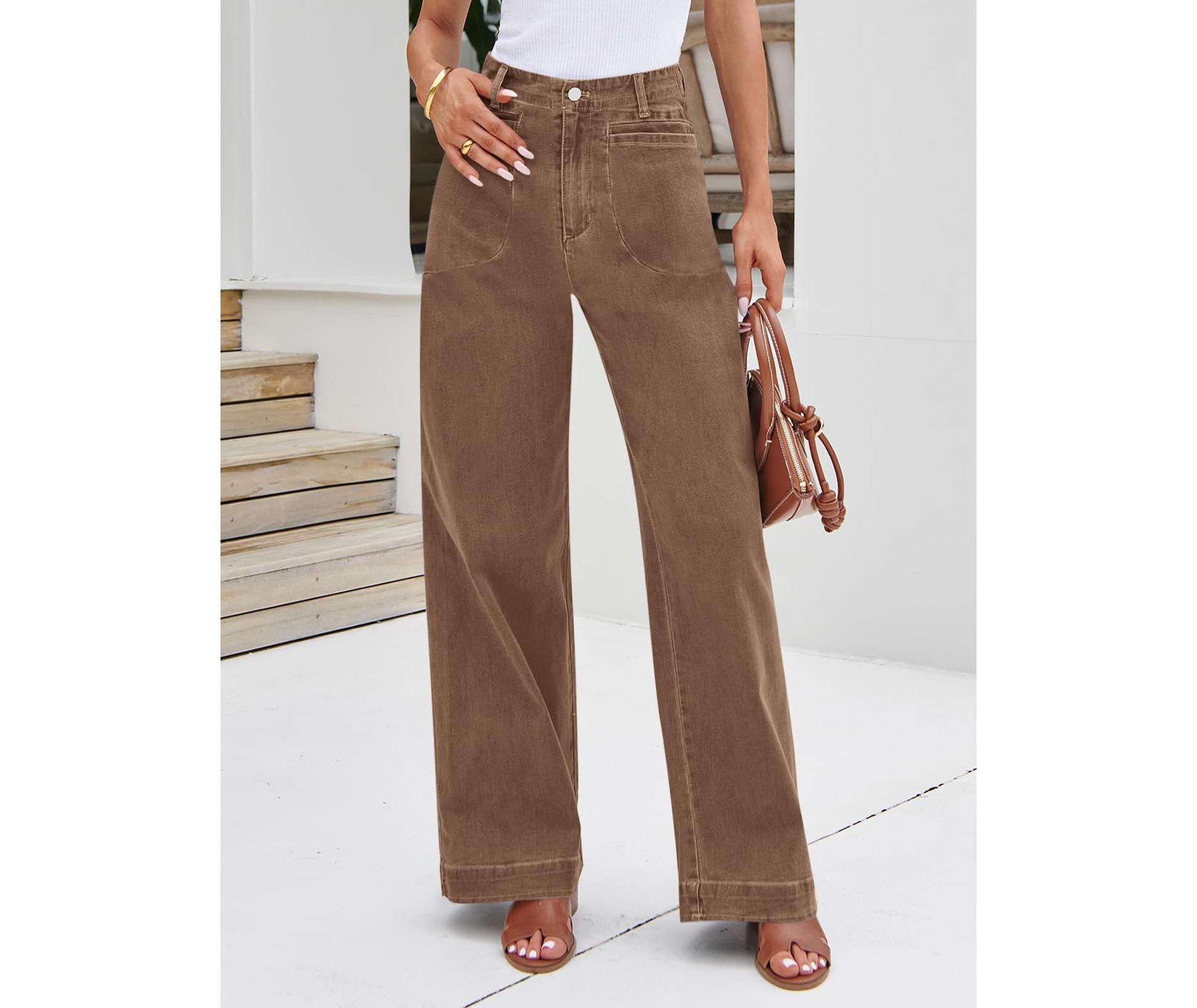 Imily Bela Womens Wide Leg Jeans High Waisted Stretchy Baggy Loose Denim Casual Pants with Pockets