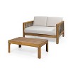 GDFStudio Allegra Outdoor Acacia Wood and Wicker Loveseat and Coffee Table Set with Cushions - 2 of 4