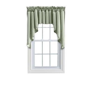 Ellis Stacey 3" Rod Pocket High Quality Fabric Solid Color Window Lined Swag Set Sage - 1 of 4