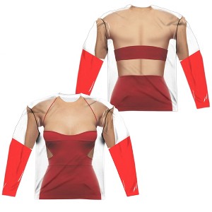 Men's Bsg (New) Red Dress (Frontback Print) Long Sleeve Costume T-Shirt - 1 of 4