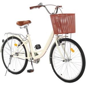 24" & 26" Cruiser Bike Commuter Bike Beach Cruiser with Ergonomic Upright Design - 1 of 4