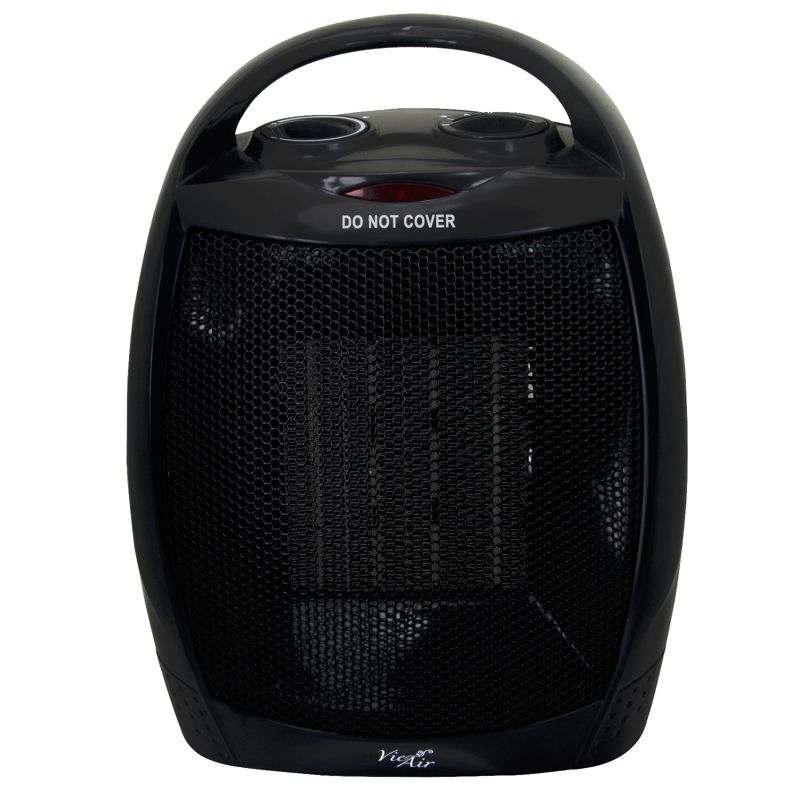Vie Air 1500W Portable 2 Settings Black Ceramic Heater with Adjustable Thermostat, 1 of 6