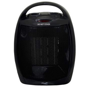 Vie Air 1500W Portable 2 Settings Black Ceramic Heater with Adjustable Thermostat