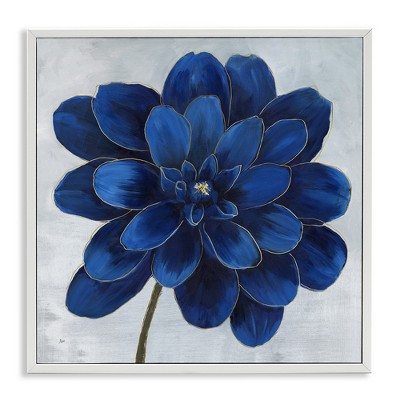 Stupell Industries Modern Deep Blue Floral Carnation, 24" x 24"