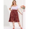 Agnes Orinda Women's Plus Size Boho Wrap Floral Lightweight A-Line Skirt - 4 of 4