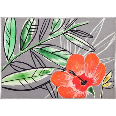 Olivia’s Home Hibiscus Art Doormat – 22"x32" Indoor Rectangle Polyester Rug with Vibrant Tropical Floral Design