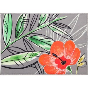 Olivia’s Home Hibiscus Art Doormat – 22"x32" Indoor Rectangle Polyester Rug with Vibrant Tropical Floral Design - 1 of 3