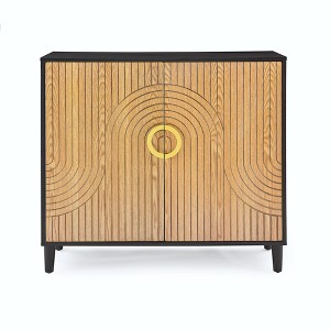 Vynxaria Elegant Entrance Service Cabinet: Unique Design, Adjustable Shelves, High-Quality MDF, Anti-Tip Safety, Durable & Stable with Brass Handle - 1 of 4