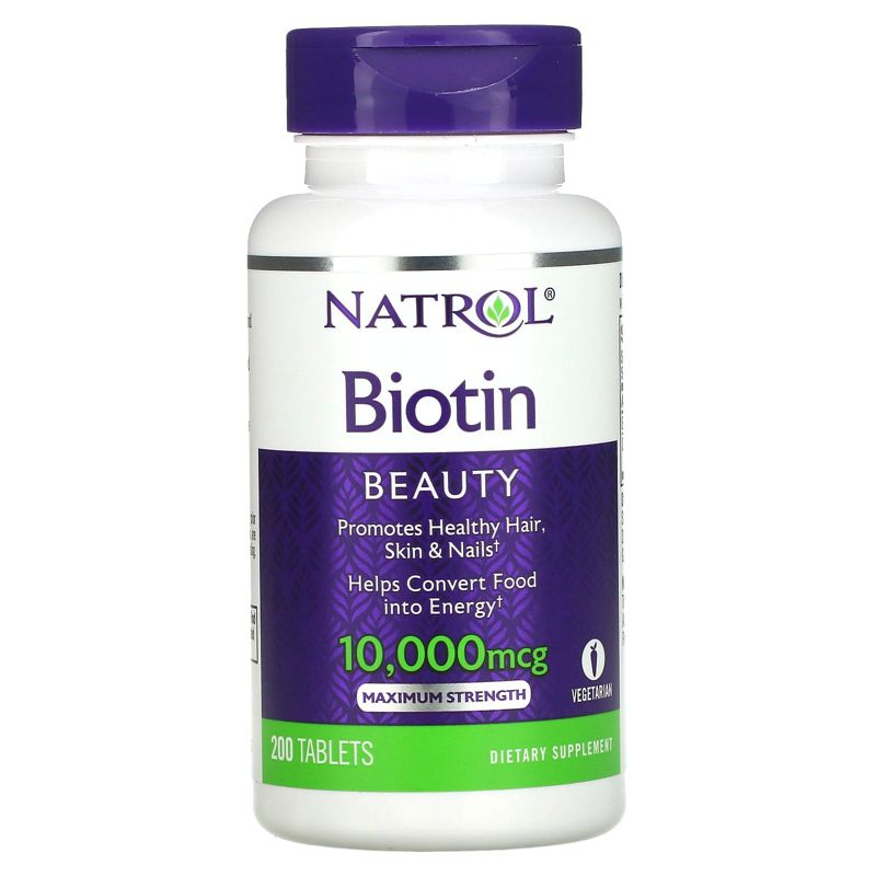 Natrol Biotin, Maximum Strength, 10,000 mcg, 200 Tablets, 1 of 3