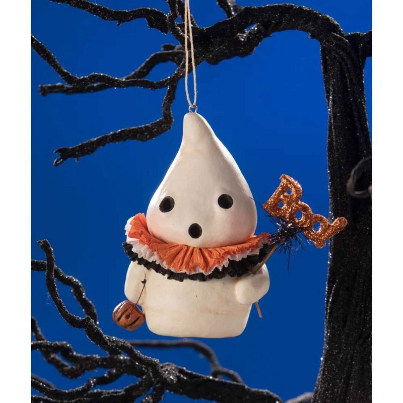 Bethany Lowe 3.0 Inch Little Boo With Boo Halloween Ghost Pumpkin Tree Ornaments, 2 of 4