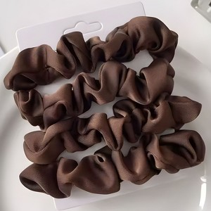 Kitcheniva Silky Satin Scrunchies 4 Pcs, Brown - 1 of 4