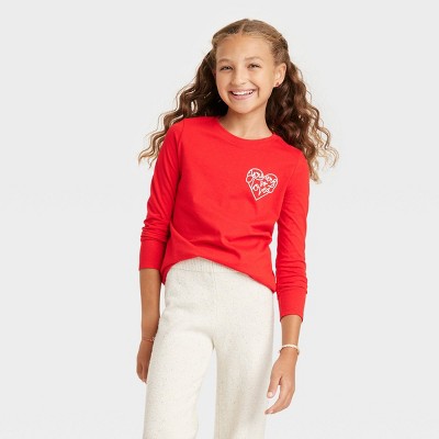 Girls' Valentine's Day 'So Loved' Long Sleeve Graphic T-Shirt - Cat & Jack™ Red