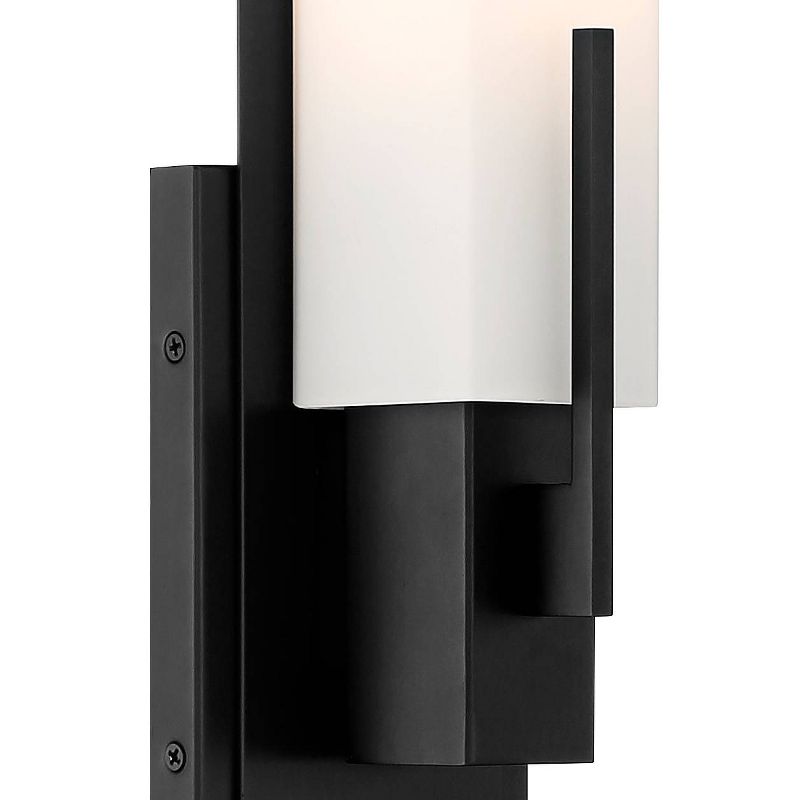 Possini Euro Design Midtown Modern Wall Light Sconces Set of 2 Black Hardwire 4 1/2" Fixture White Glass for Bedroom Bathroom Vanity Reading House, 3 of 9