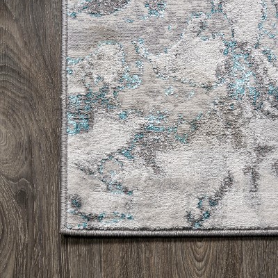 Abstract Swirl 4' x 6' Gray Synthetic Easy-Care Area Rug
