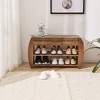 Shoe Stool, Entrance Shoe Cabinet, Bamboo Wooden Shoe Organizer with Hidden Storage Space, Removable Cushions - 2 of 4
