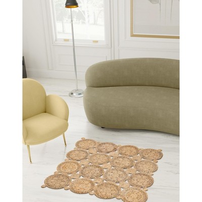 Handmade Braided Jute Square Rug in Natural Brown