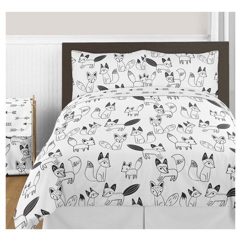 Black White Fox Comforter Set Full Queen Sweet Jojo Designs