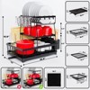 FONTOI 3-Tier Expandable Dish Drying Rack for Kitchen Counter, Dish Drainer, 2-Tray Design Organizers, Black, 18.89"*15.94"*14.37" - 3 of 4