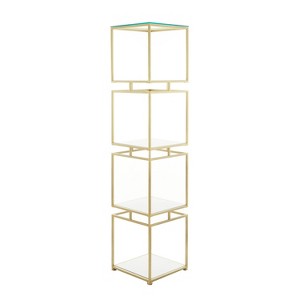 Glam Metal Marble Square Shelving Unit 4 Tier Gold - Olivia & May: Chic Minimalist Display Organizer, No Assembly Required - 1 of 4