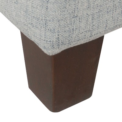 Light Gray Tufted Fabric Storage Bench with Wood Legs