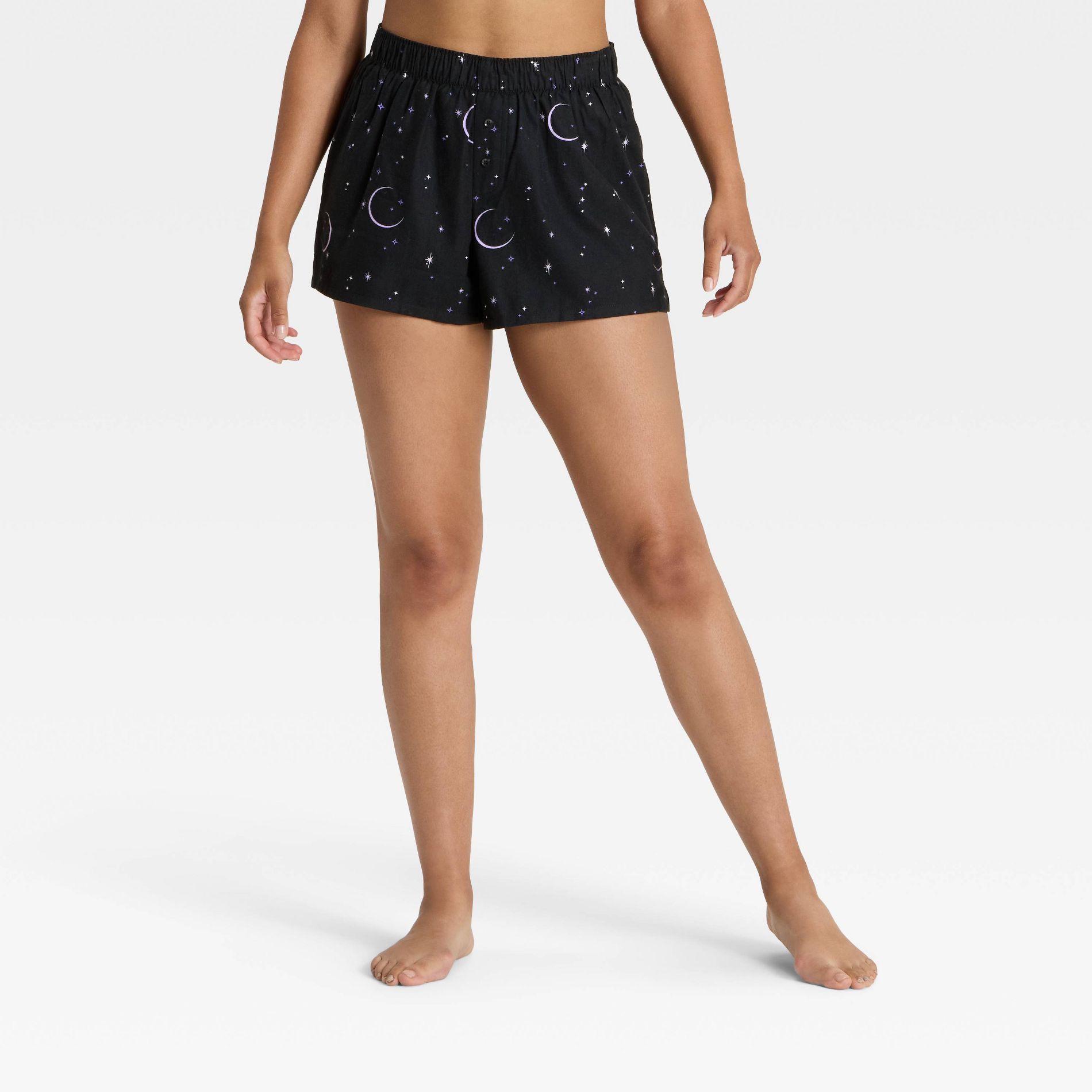 Women's Halloween Celestial Flannel Boxer Pajama Shorts - Hyde and EEK! Boutique™ Black L