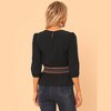 INSPIRE CHIC Women's 3/4 Sleeve Round Neck Smocked Waist Peplum Blouse - 4 of 4