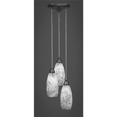Toltec Lighting Europa 3 - Light Pendant in  Brushed Nickel with 5.5" Black Fusion Shade