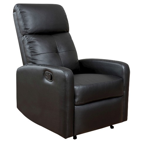 Samedi Faux Leather Recliner Club Chair, Black Leather Glider Recliner Chair