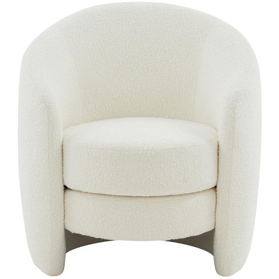 Danianna Beige Boucle Swivel Barrel Chair with Gold Base