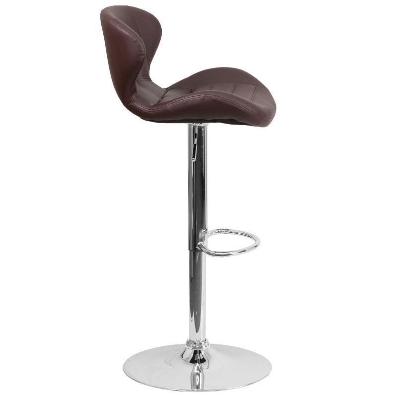 Merrick Lane Adjustable Height Barstool Contemporary Bar Height Stool with Curved Back and Metal Base with Footrest, 4 of 22