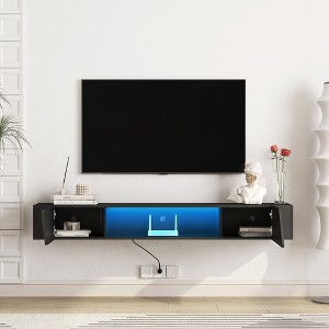 XIYUYEU Modern Floating TV Stand with Storage Cabinets,Wall Mounted Entertainment Console for TV - 1 of 4