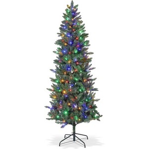 GAOMON 7.5Ft Pre-Lit Artificial Christmas Tree, Xmas Tree with LED Lights, Slim Artificial Holiday Trees, Christmas Decorations - 1 of 4