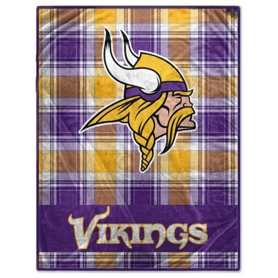 NFL Minnesota Vikings Plaid Oversized Ultra Cozy Throw Blanket