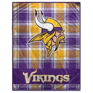 NFL Minnesota Vikings Plaid Oversized Ultra Cozy Throw Blanket - 1 of 3