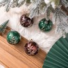 6pc Majestic Gold Glittered Floral Bauble Christmas Ornament Set, Maroon and Green Round Tree Balls| OrnamentallyYou - 2 of 4