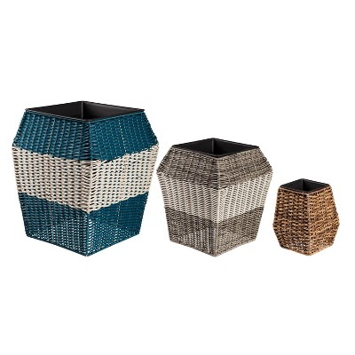 Evergreen High Resin Wicker Planter Set of 3