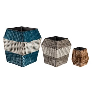 Evergreen High Resin Wicker Planter Set of 3 - 1 of 4