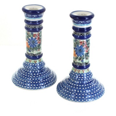 Blue Rose Polish Pottery Ashley Large Candlestick